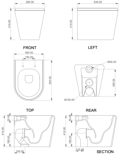 Чаша унитаза приставная GSG Ceramic Design Cruise CRWC01000 цвет белый без сиденья безободковая - фото 2