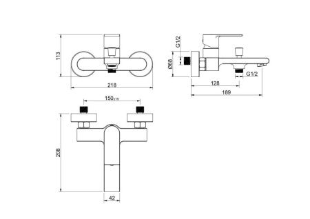 Смеситель для ванны Aquatek ЛИРА AQ1440CR настенный хром