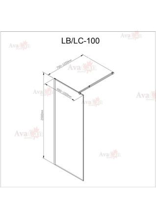 Душевая перегородка AvaCan LB100 100х200 стекло с рисунком профиль черный