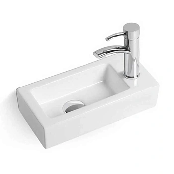 Раковина из сантехнического фарфора Vincea VBS-133R 37х18 подвесная цвет белый 1 отверстие под смеситель