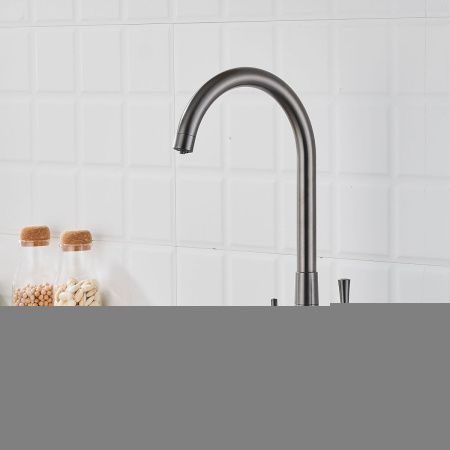 Смеситель для кухни Shevanik S428T на мойку оружейная сталь