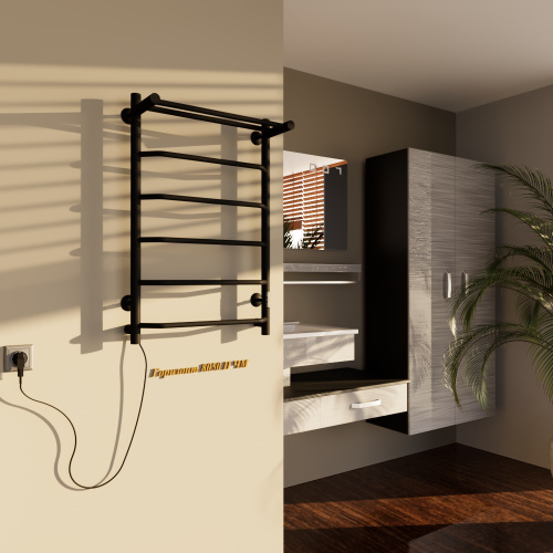 Полотенцесушитель Altasan Горизонт Горизонт8050ПЧМ подвесной 53х81 электрический черный муар - фото 3