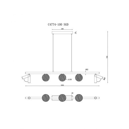 Люстра подвесная iLedex Telescope (Телесцопе) C4774-100 SGD
