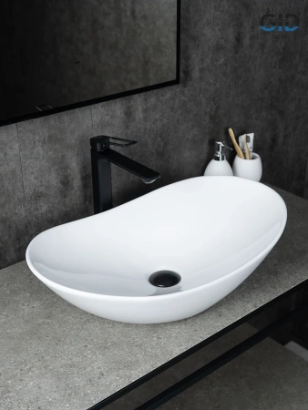 Раковина керамическая Gid Lago 51175 60х40 накладная цвет белый без отверстий под смеситель