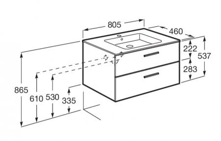 Тумба под раковину Roca Victoria A857470806 80х50 подвесная цвет белый