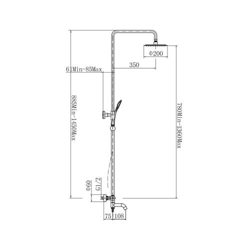 Душевая стойка Fashun A52426 настенная цвет сатин с термостатом - фото 3