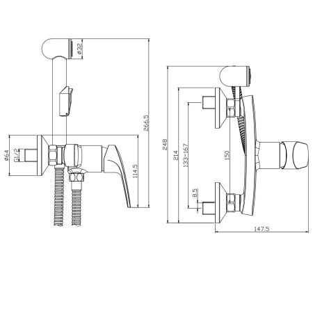 Гигиенический душ со смесителем Rossinka Rs45 RS45-52 хром