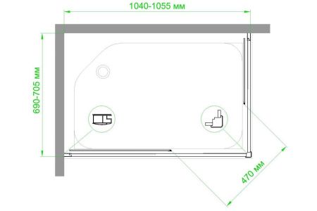 Душевой уголок Royal Bath HPD RB7105HPD-C-ST 105х70 стекло матовое профиль сатин без поддона