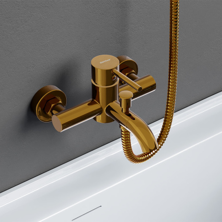 Смеситель для ванны и душа Damixa Scandinavian Pure 361000600 настенный золото без термостата