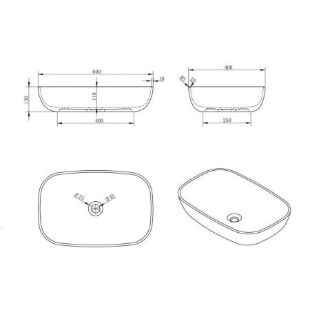 Раковина из искусственного камня Abber STEIN AS2620 60х40 накладная цвет белый без отверстий под смеситель