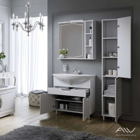 Зеркало-шкаф Alavann Monaco ALV0268003 80х17х75 подвесной цвет белый