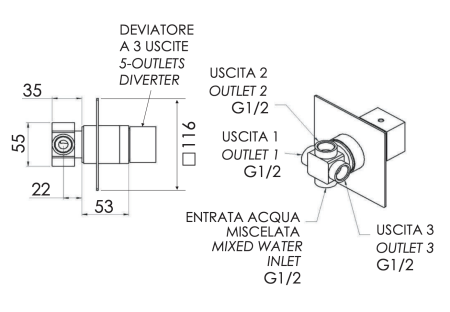 Дивертер Remer Qubika Q93DEV3