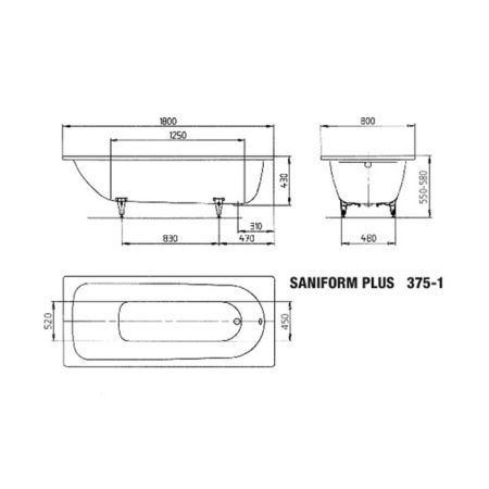 Ванна стальная Kaldewei Saniform Plus 112800010001 180х80 встраиваемая прямоугольная без ножек
