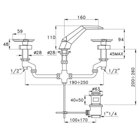 Смеситель Stella ST 00011 CR00 на раковину хром