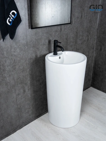 Раковина керамическая Gid Autonomo 81102 46х46 напольная цвет белый 1 отверстие под смеситель