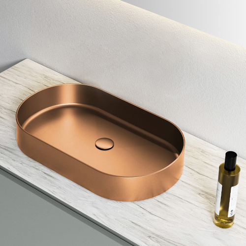 Раковина из нержавеющей стали AltroBagno Eterno AltroBagnoEterno001027RaSp 59х39 накладная цвет медь матовая - фото 5