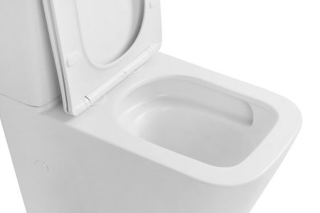 Унитаз напольный с бачком Abber Rechteck AC1210TMW белый матовый с сиденьем безободковый смыв торнадо