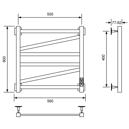 Полотенцесушитель электрический Veconi Barro-C B6050B-C 50х60 черный