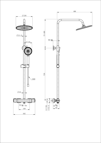 Душевая стойка Wonzon & Woghand Stay WW-B3051-A1-CR настенная цвет хром - фото 2