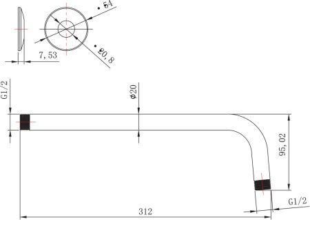 Держатель верхнего душа LeMark LM8029C хром