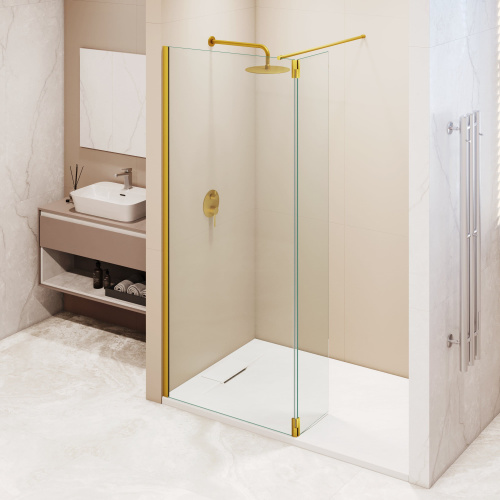 Душевая перегородка RGW Walk In 351005143-16 140х195 стекло прозрачное профиль золото глянцевое - фото 5