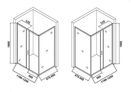 Душевой уголок Orange E23-12090TCR 120х89 стекло прозрачное профиль хром глянцевый без поддона