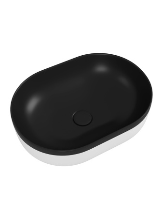 Раковина из сантехнического фарфора Teymi Solli T50388 49х35 накладная цвет черный/белый без отверстий под смеситель