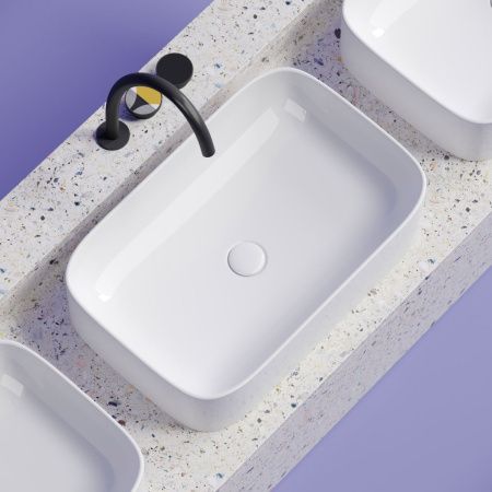 Раковина из сантехнического фарфора Ceramica Nova ELEMENT CN6053 60х40 накладная цвет белый без отверстий под смеситель