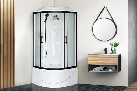 Душевая кабина Royal Bath BK RB90BK1-M-BL Practic 90х90 четверть круга с крышей ориентация универсальная