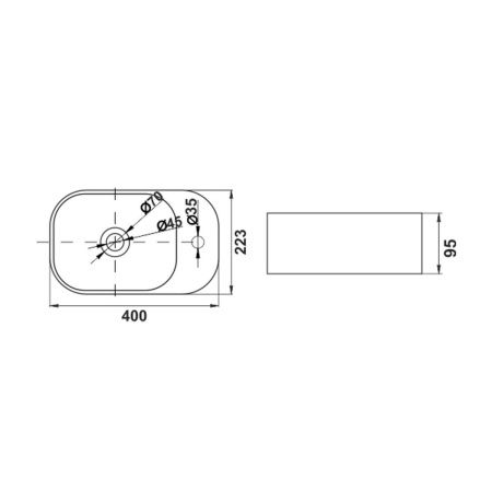Раковина из сантехнического фарфора Melana 320325-805 40х20 накладная цвет белый 1 отверстие под смеситель