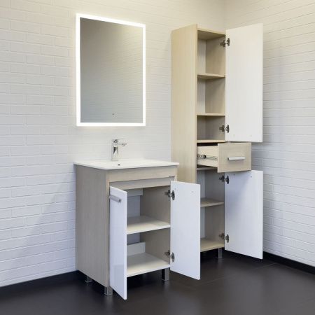 Тумба с раковиной Comforty Тулуза 00-00016586CF 60х50 напольная цвет белый/бежевый