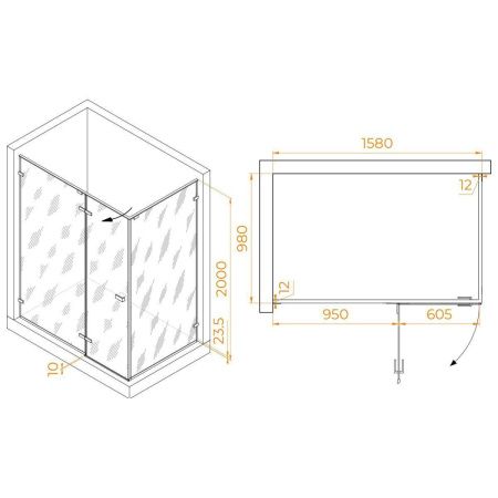 Душевой уголок RGW Stilvoll 353204060-21 160х100 стекло матовое профиль хром без поддона