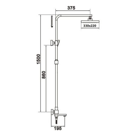 Душевая стойка Rose R1056T настенная цвет оружейная сталь