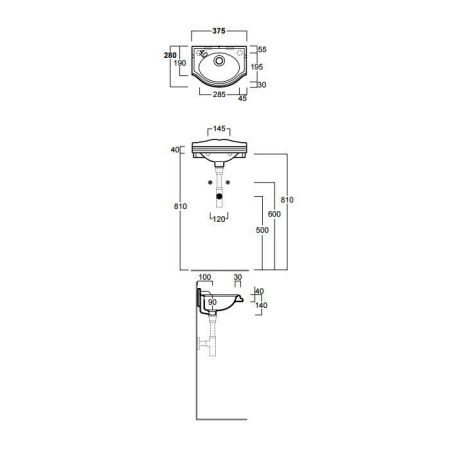 Раковина из сантехнического фаянса Simas Arcade AR035bi*0 40х30 подвесная цвет белый без отверстий под смеситель