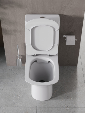 Унитаз напольный с бачком Agger AT02000 белый с сиденьем микролифт безободковый душевой смыв