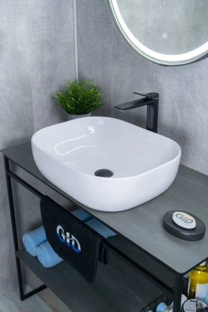 Раковина керамическая Gid Geométrico 51198 50х40 накладная цвет белый без отверстий под смеситель