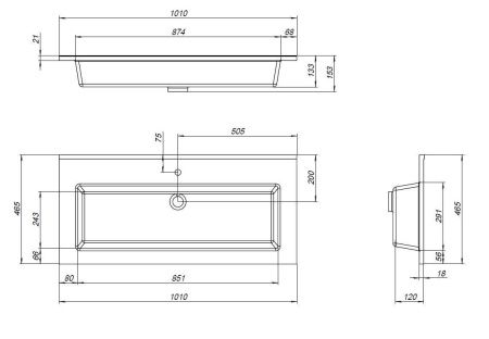 Раковина из искусственного камня Aquanet Текла 00328016 100х50 полувстраиваемая цвет белый 1 отверстие под смеситель