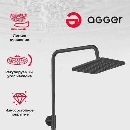 Душевая стойка Agger Brilliant A0394444 настенная цвет черный