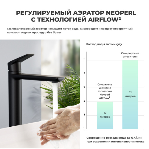 Смеситель Wellsee ICON! for life 182307000 на столешницу черный матовый - фото 3