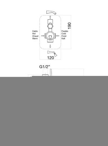 Смеситель для ванны и душа Fiore 89OO5134 встраиваемый в стену золото - фото 3