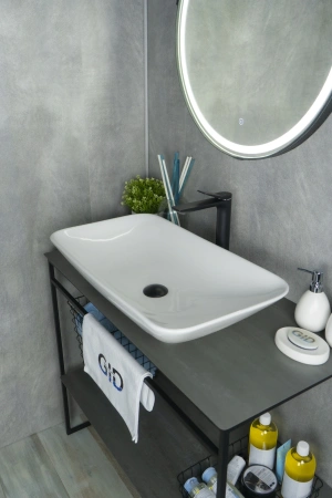 Раковина керамическая Gid Geométrico 51124 70х40 накладная цвет белый без отверстий под смеситель