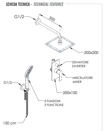 Душевая система Remer Energy EY09LS02UFS20 встраиваемая в стену цвет хром