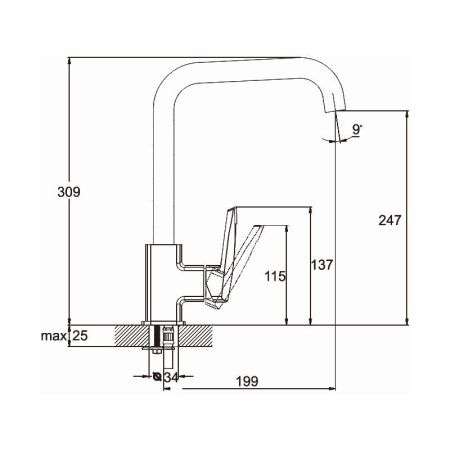 Смеситель для кухни G.Lauf LOF LOF4-C033 на столешницу хром