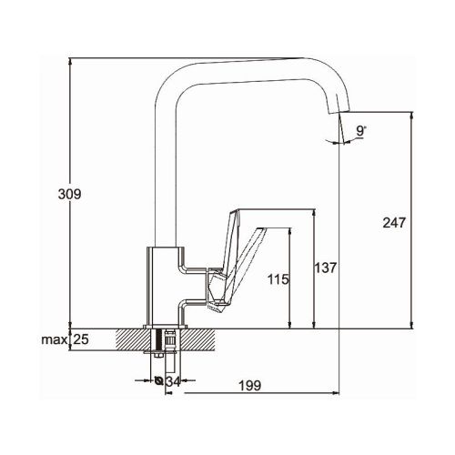 Смеситель для кухни G.Lauf LOF LOF4-C033 на столешницу хром - фото 3