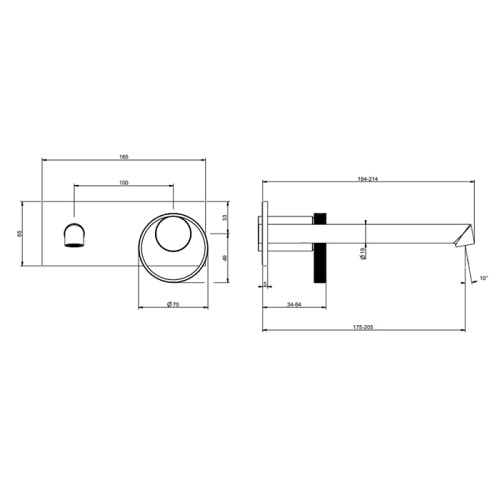 Смеситель для раковины Gessi Anello 63389#707 встраиваемый в стену черный (внешняя часть) - фото 2