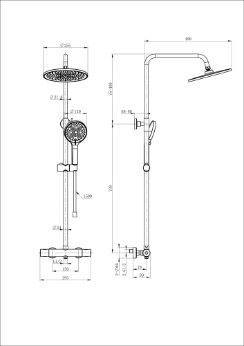 Душевая стойка Wonzon & Woghand Inn WW-B3013-T1-MB настенная цвет черный - фото 2