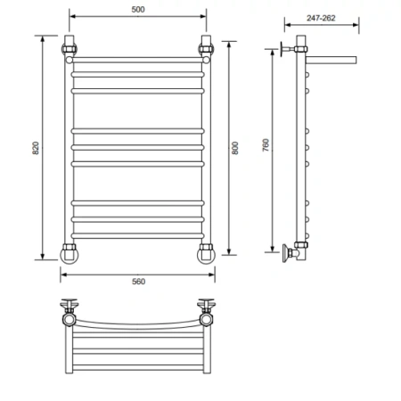 Полотенцесушитель Veconi Nemi-B N8050GR-B 50х80 водяной графит