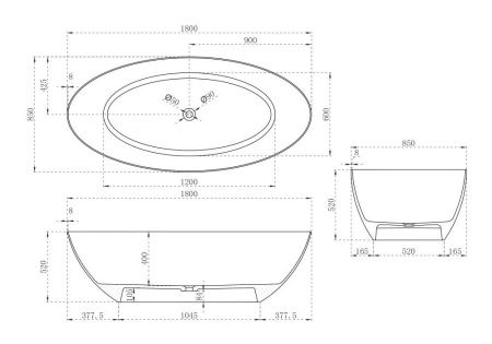 Ванна карбоновая Abber Karbon AK9002-1.8 180х85 отдельностоящая овальная