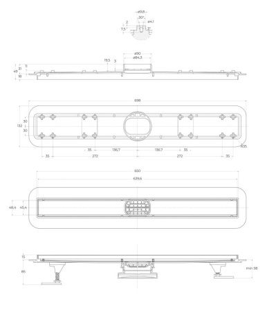 Душевой лоток BelBagno LUCE BB-LD-LUCE-70-BIANCO 70х15 белый