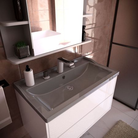 Раковина из искусственного камня Stella Polar Флур SP-00001759 100х50 встраиваемая цвет серый